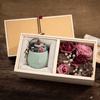 Forever Flowers with a Scented Candle in a wooden box - CMAS PRODUCTS - Exquisite style living