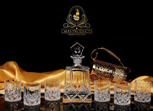 Half Handmade Wine Crystal Glass Set Decanter with 6 Tumbler Set - Decanters Worth Money