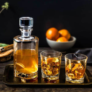 Unique Crystal Glass Clear Wine / Whisky Decanter Set with 6 Tumbles - Decanters Worth Money