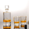 Wine/Whisky Crystal Glass Beautiful Gold Line Decanter Set with 6 x Tumblers - Decanters Worth Money