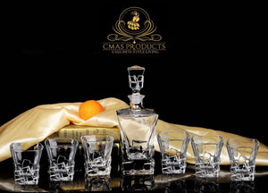 Wine/Whisky Ice Cube Carving Crystal Clear Decanter Set with 6 x Tumblers - Decanters Worth Money